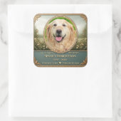 Foto en naam foto-memoriepost toevoegen vierkante sticker (Tas)