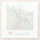 Foto en naam Franse Bulldog Hondenliefhebber Glazen Onderzetter (Achterkant)