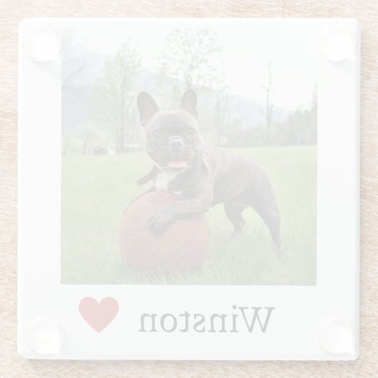 Foto en naam Franse Bulldog Hondenliefhebber Glazen Onderzetter (Achterkant)