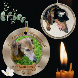 Foto en Naam Gepersonaliseerd Dog Memorial Ornamen Keramisch Ornament