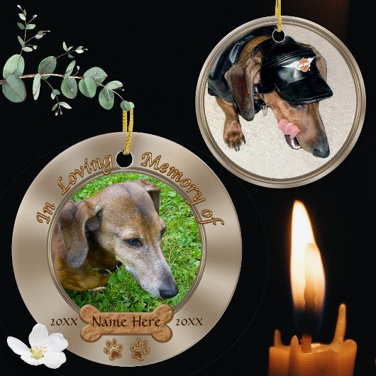 Foto en Naam Gepersonaliseerd Dog Memorial Ornamen Keramisch Ornament