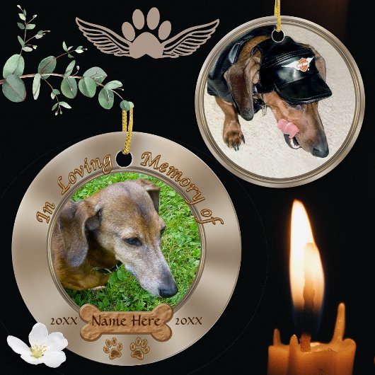 Foto en Naam Gepersonaliseerd Dog Memorial Ornamen Keramisch Ornament
