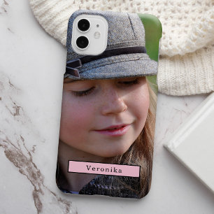 Foto en naam gepersonaliseerd modern iPhone 16 hoesje