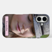 Foto en naam gepersonaliseerde moderne typografie Case-Mate iPhone case (Achterkant (horizontaal))