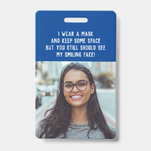 Foto en naam leraar blauw badge