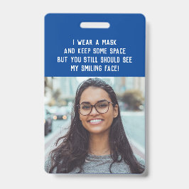 Foto en naam leraar blauw badge
