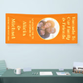 Foto en naam | Oranje Gele Huwelijk Welkom Spandoek (Beurs)