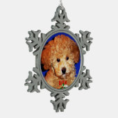FOTO en NAAM Persoonlijke hond met kerstmis Tin Sneeuwvlok Ornament (Links)