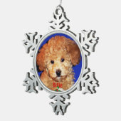 FOTO en NAAM Persoonlijke hond met kerstmis Tin Sneeuwvlok Ornament (Rechts)