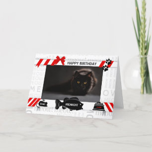 Foto en naam van de Cat Birthday Red Pet Kaart