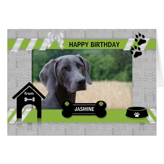 Foto en naam van de Dog Birthday Green Pet (Voorkant Horizontaal)