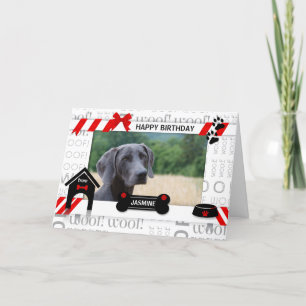 Foto en naam van de Dog Birthday Red Pet Kaart