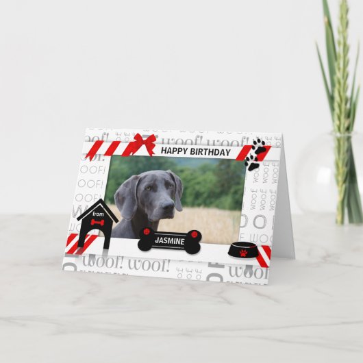 Foto en naam van de Dog Birthday Red Pet Kaart (Voorkant)