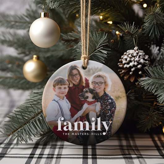 Foto en naam van familie keramisch ornament