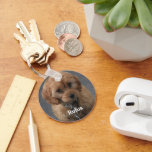 Foto en naam van het huisdier gepersonaliseerd sleutelhanger<br><div class="desc">Creëer a Aangepaste Foto huisdier foto en naam unieke gepersonaliseerde 2 Foto sleutelhanger van Ricaso</div>