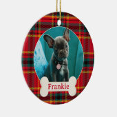Foto en naam van huisdier Kerstmis Rood en groen g Keramisch Ornament (Rechts)