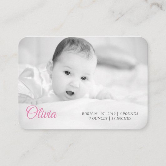 foto en naam van uw baby visitekaartje (Voorkant)