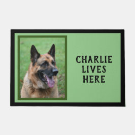 Foto en naam van uw hond, groene achtergrond deurmat