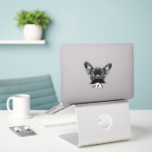 Foto en naam van voetfoto's uploaden met Funny Mus Sticker (Laptop op bureau)