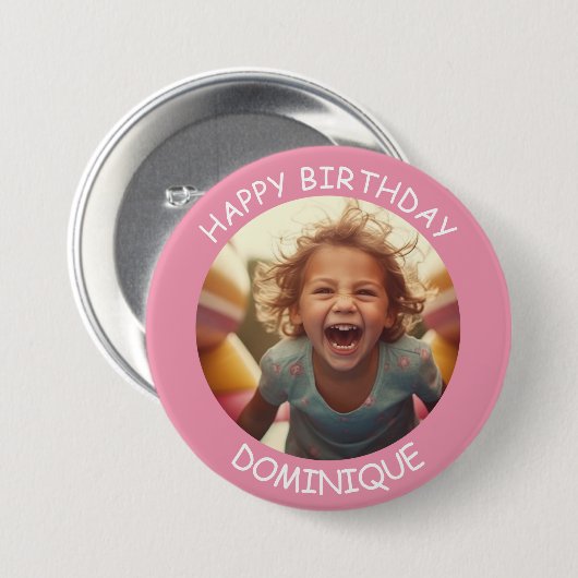  foto en naam Verjaardag Button (Voorkant /achterkant)