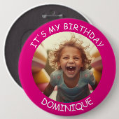  foto en naam Verjaardag Button (Voorkant /achterkant)