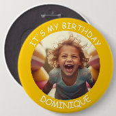 foto en naam Verjaardag Button (Voorkant /achterkant)