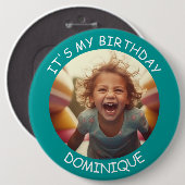  foto en naam Verjaardag Button (Voorkant /achterkant)