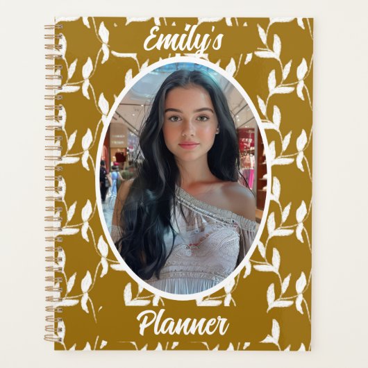 Foto en naam voor meisjes - Golden Leaf Planner (Voorkant)
