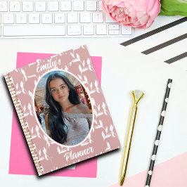 Foto en naam voor meisjes - Pink Leaf Pattern Planner