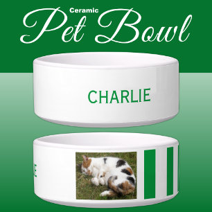 Foto en naam wit en groen toevoegen voerbakje