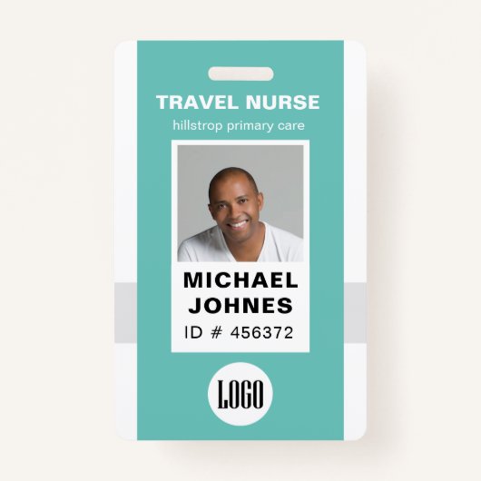 foto en naamplaatje van de personeelsverpleegster badge (Voorkant)