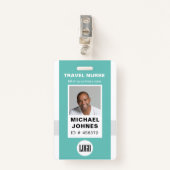 foto en naamplaatje van de personeelsverpleegster badge (Voorkant met clip)