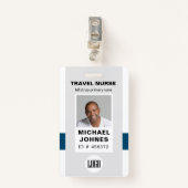 foto en naamplaatje van de personeelsverpleegster badge (Voorkant met clip)