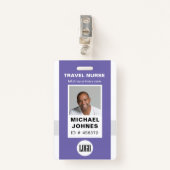 foto en naamplaatje van de personeelsverpleegster badge (Voorkant met clip)