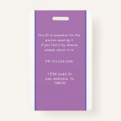 foto en naamplaatje van de personeelsverpleegster badge (Achterkant)