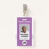 foto en naamplaatje van de personeelsverpleegster badge (Voorkant met clip)