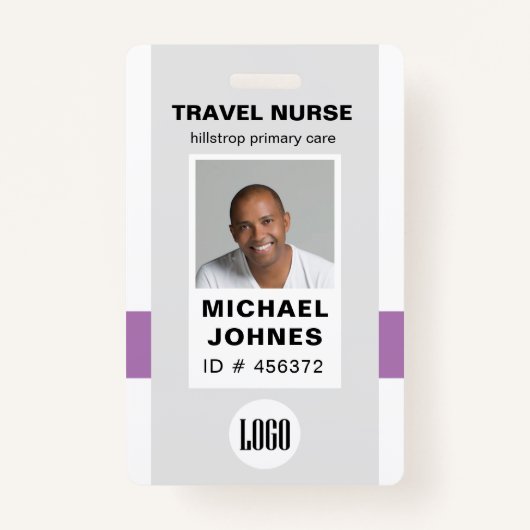 foto en naamplaatje van de personeelsverpleegster badge (Voorkant)