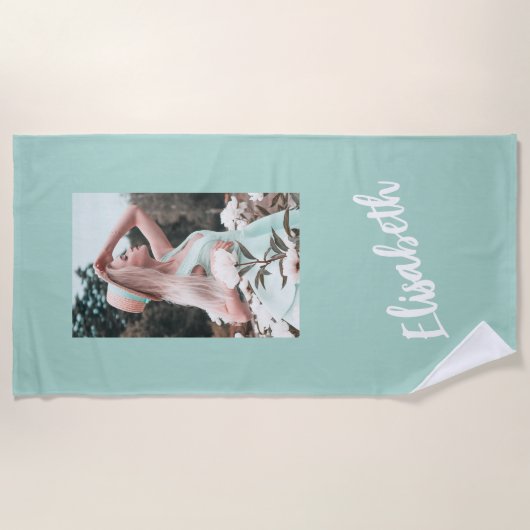 Foto en naamscript gepersonaliseerd strandlaken (Voorkant)