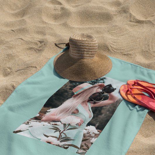 Foto en naamscript gepersonaliseerd strandlaken