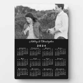 Foto en Namen Gepersonaliseerd 2024 Kalender Zwart Fotoplaat