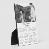 Foto en namen gepersonaliseerde 2021-kalenderdeskt fotoplaat (Zijkant)
