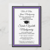 Foto en Ouders Namen Paars en wit Afstuderen Kaart (Voorkant)