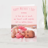 Foto- en paardenroze gelukkige moederdag kaart (Voorkant)