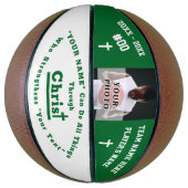 Foto en persoonlijk, bijbelkeuzerondje basketbal (Verticaal)