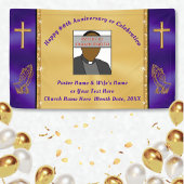 Foto en persoonlijke Jubileum-banner van de kerk Spandoek