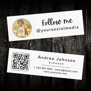 Foto en QR-code Volg me Sociale Media Trendy Cool Mini Visitekaartje