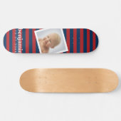 Foto en rood Blauw Striped Patroon - Naam Skateboard (Horizontaal)