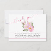 Foto en Roze Bloemen Begrafenis Dank u kaart (Voorkant)