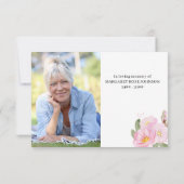Foto en Roze Bloemen Begrafenis Dank u kaart (Achterkant)