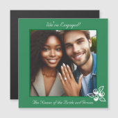 Foto en Rozen Groene Verloving Aankondiging Kaart (Voorkant / Achterkant)